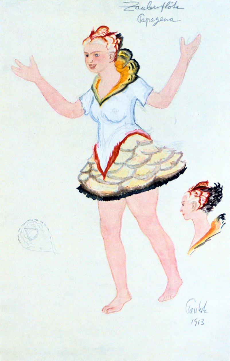 Kostymedesign for Papegena, 1913 av Unbekannt