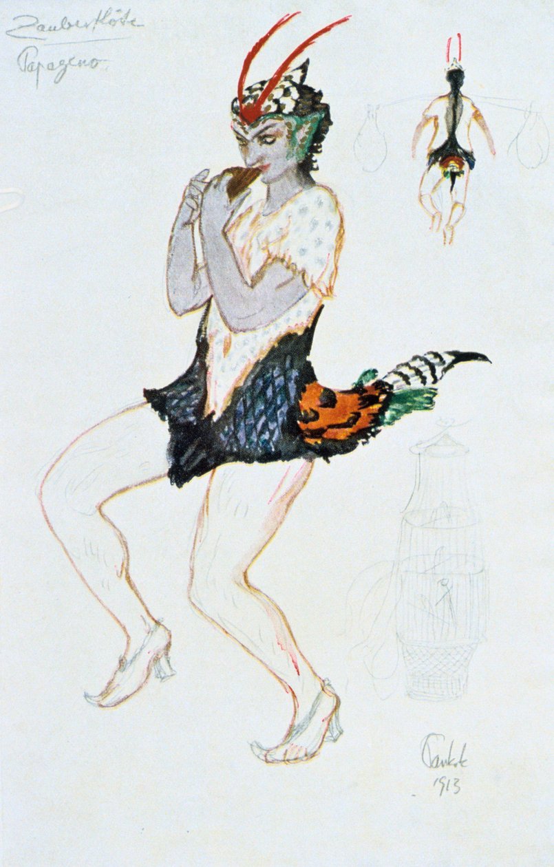 Kostymedesign for Papegeno, 1913 av Unbekannt