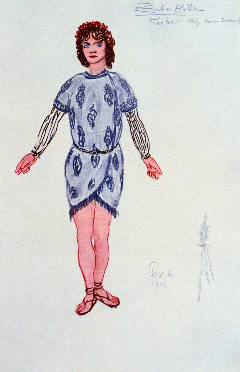 Kostymedesign for en av de tre ungdommene eller Genii, 1913 av Unbekannt