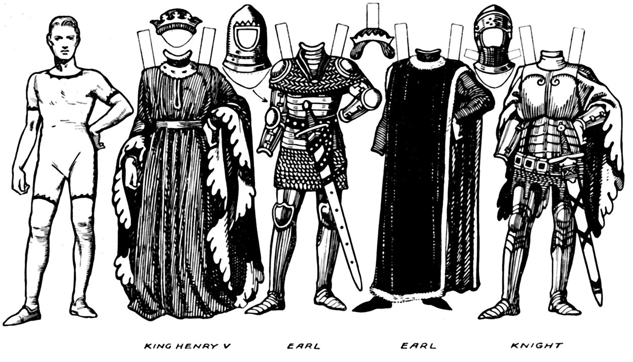 Kostymer av menn og kvinner som ble brukt i perioden da Henry V regjerte, c1934 av Unbekannt