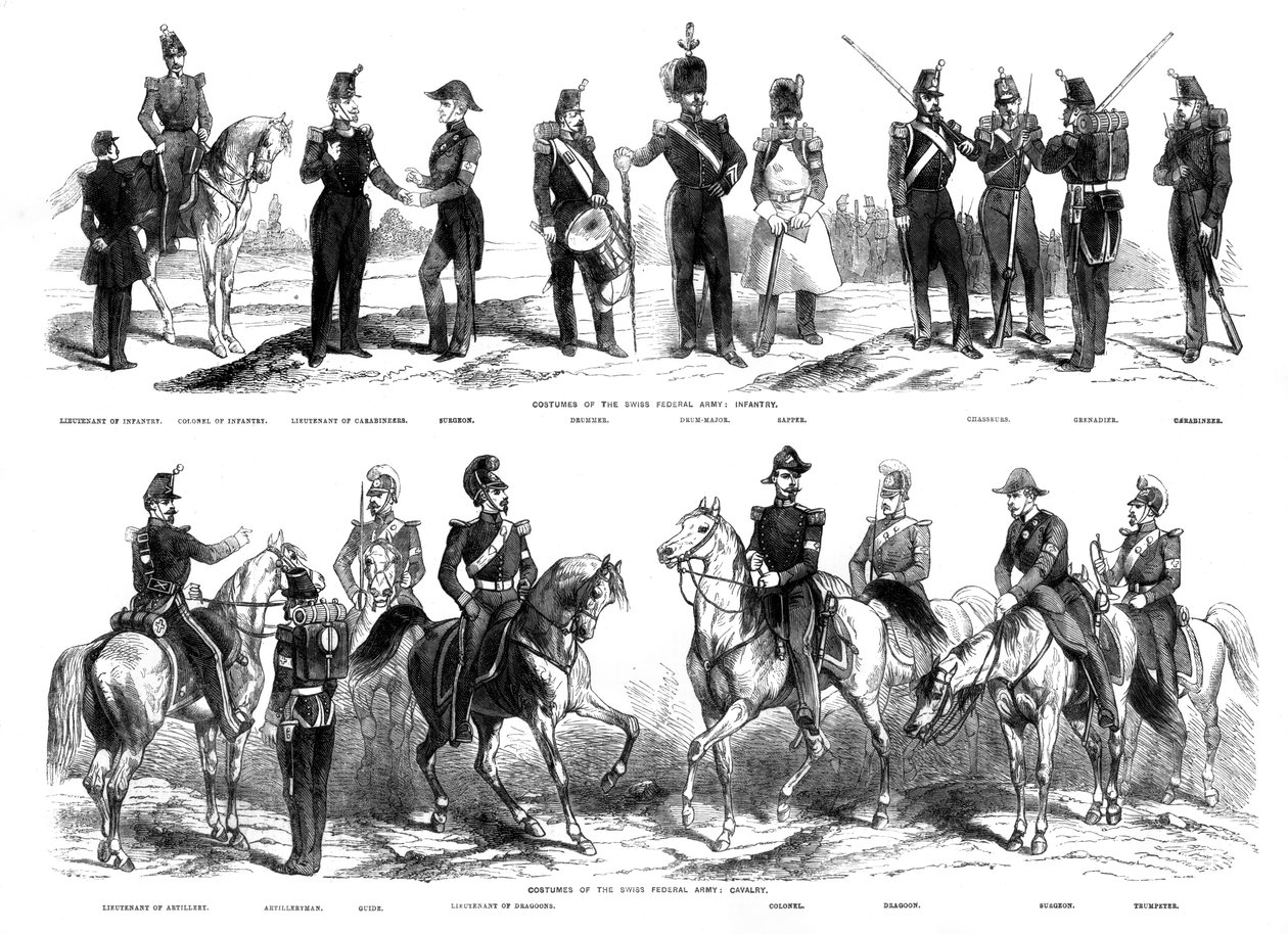 Kostymer til den sveitsiske føderale hæren, 1857 av Unbekannt