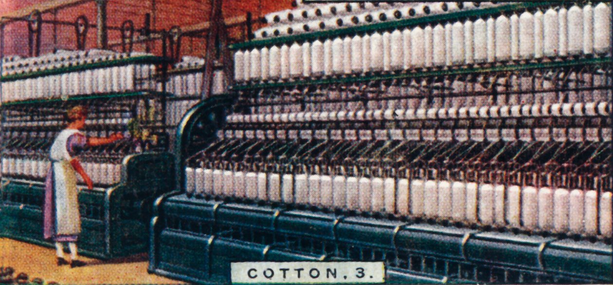 Bomull, 3. - Spinnemaskin, Lancashire, 1928 av Unbekannt
