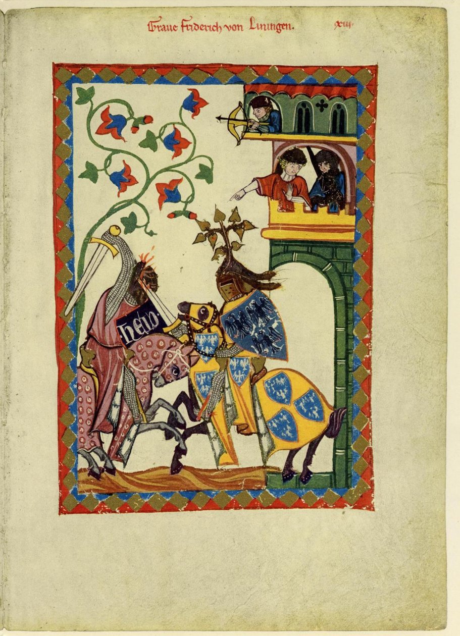 Grev Friedrich II von Leiningen Fra Codex Manesse, mellom 1305 og 1340 av Unbekannt