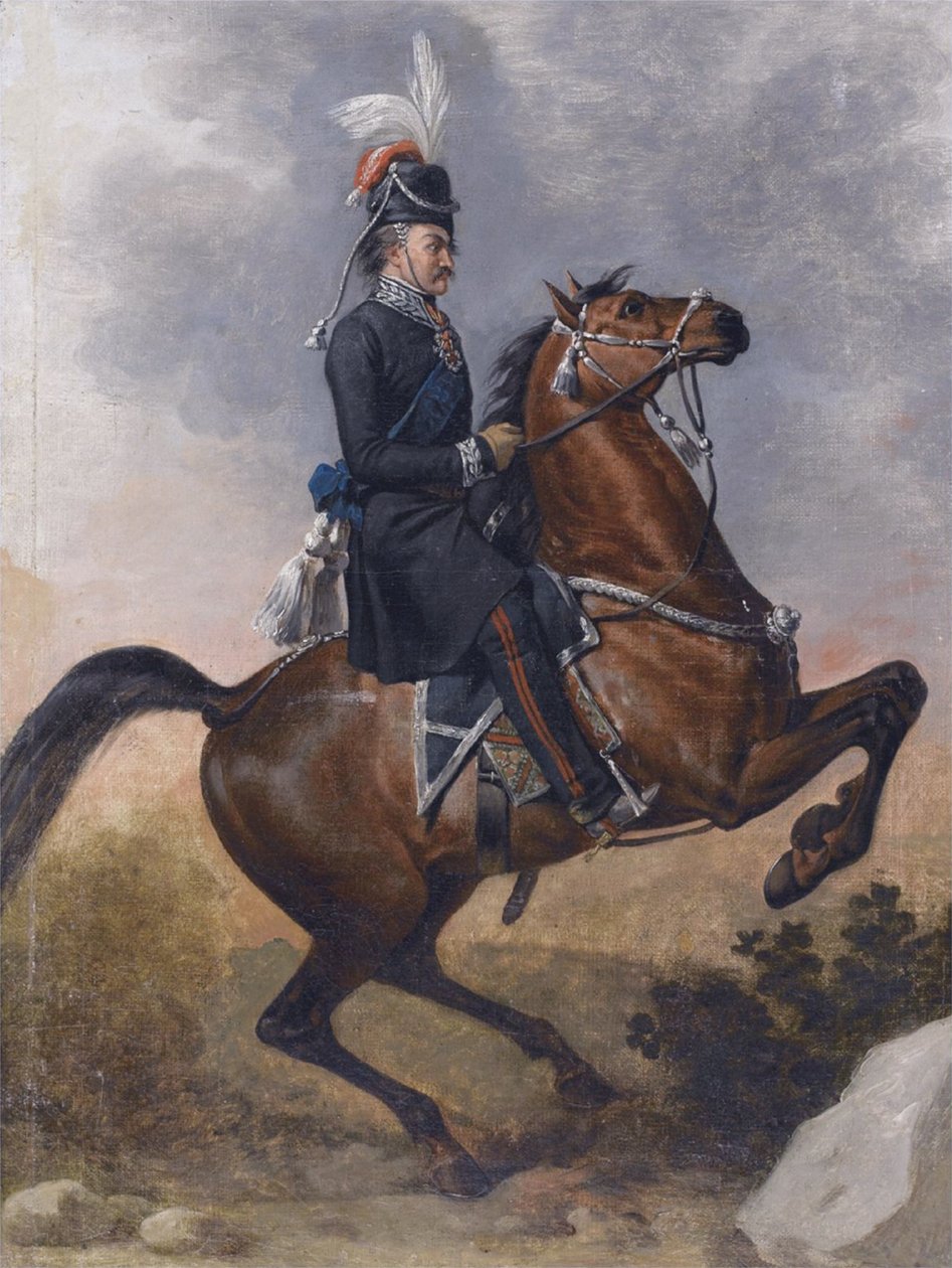 Grev Matvey Ivanovich Platov 1757-1818 på Khorsevatsk, 1800-tallet av Unbekannt