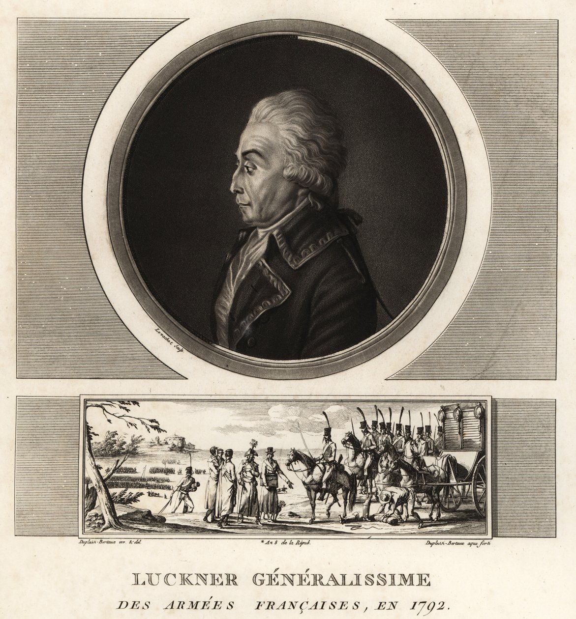 Grev Nicolas Luckner, fransk revolusjonær general, Generalissime des Armees Francaises, henrettet i 1794 av Unbekannt