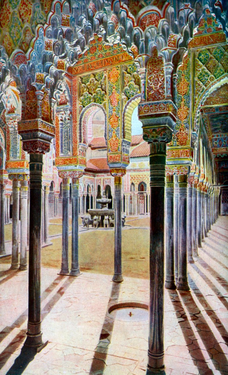 Løvenes domstol, Alhambra, Granada, Andalusia, Spania, c1924 av Unbekannt