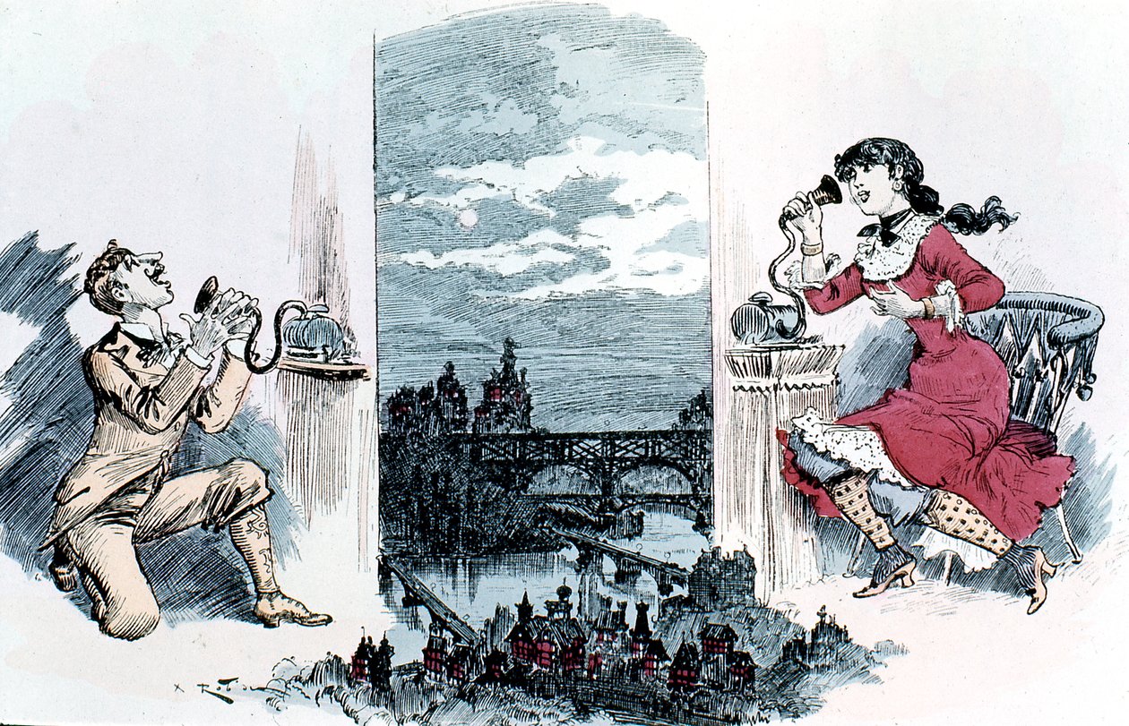 Frieri på telefon over Paris, 1883 av Unbekannt