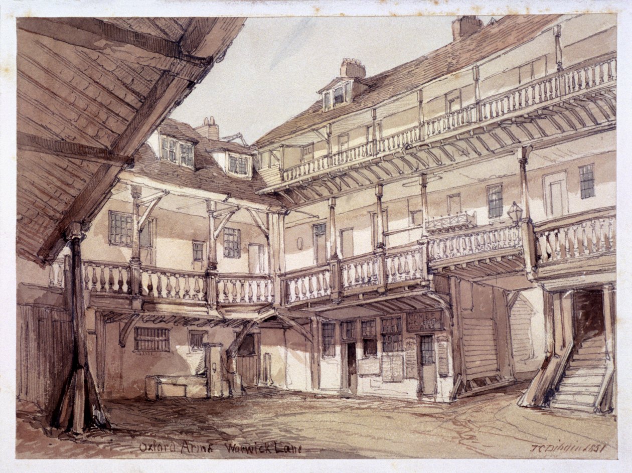 Gårdsplassen til Oxford Arms Inn, Warwick Lane, London, 1851 av Unbekannt