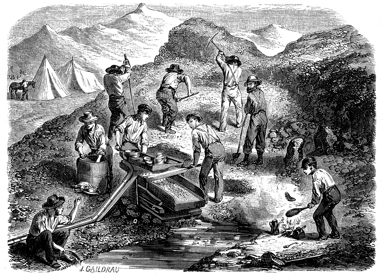 Vugger etter gull i de californiske gullfeltene, 1849 av Unbekannt