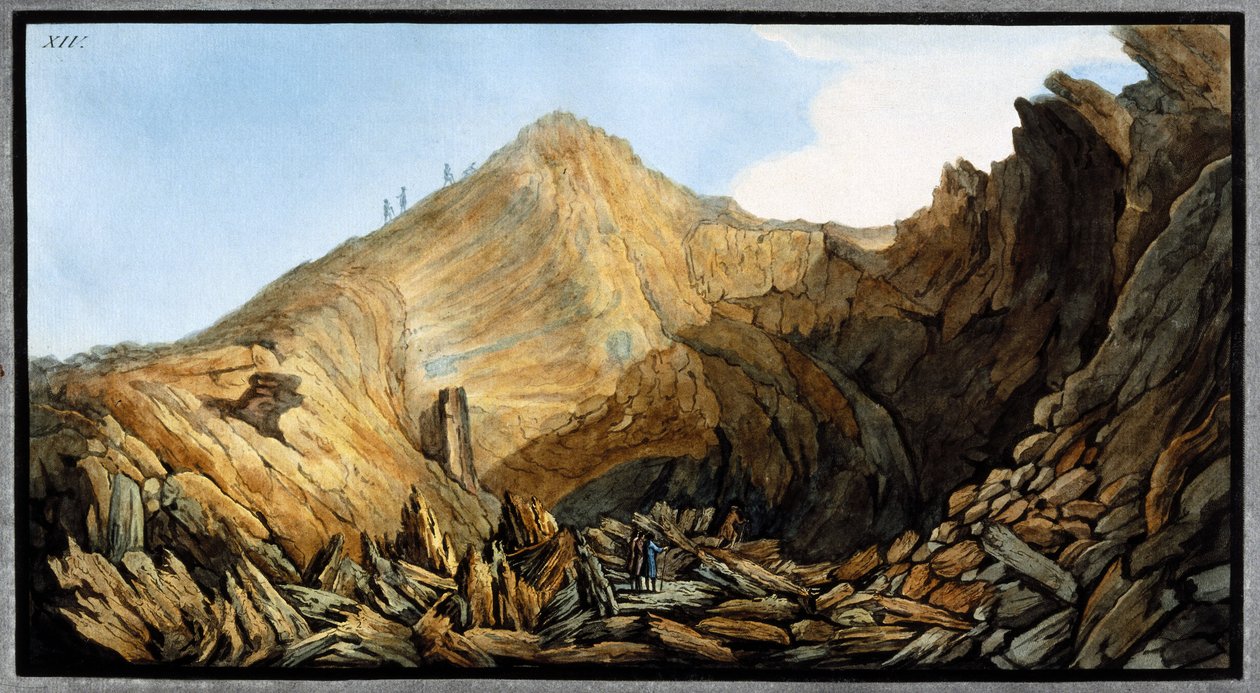 Krater inne i det lille fjellkjeglen, Vesuv, kongeriket Napoli, ca 1761 av Unbekannt