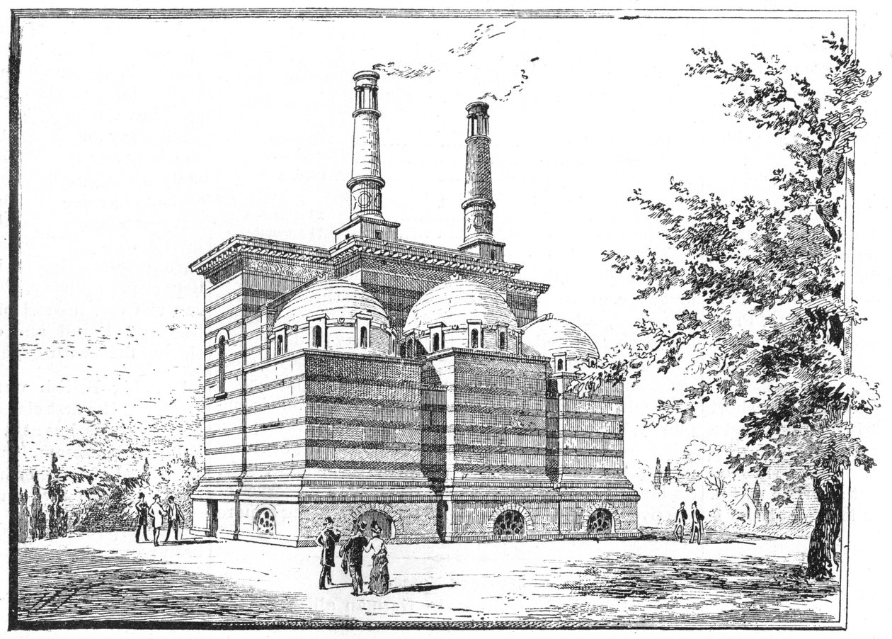 Krematorium, Pere la Chaise kirkegård, Paris, 1888 av Unbekannt