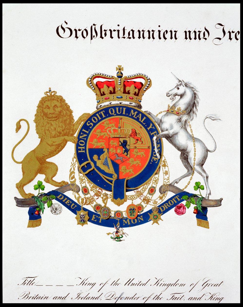 Crest of the King of the United Kingdom of Great Britain and Ireland and Hannover, 1800-tallet av Unbekannt