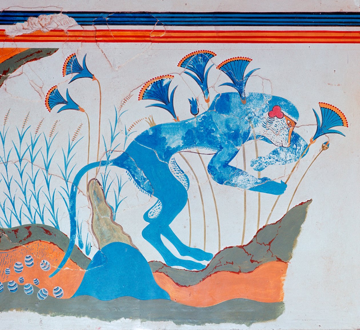 Kretisk freskomaleri av en ape og papyrus, 1500-1300-tallet f.Kr av Unbekannt