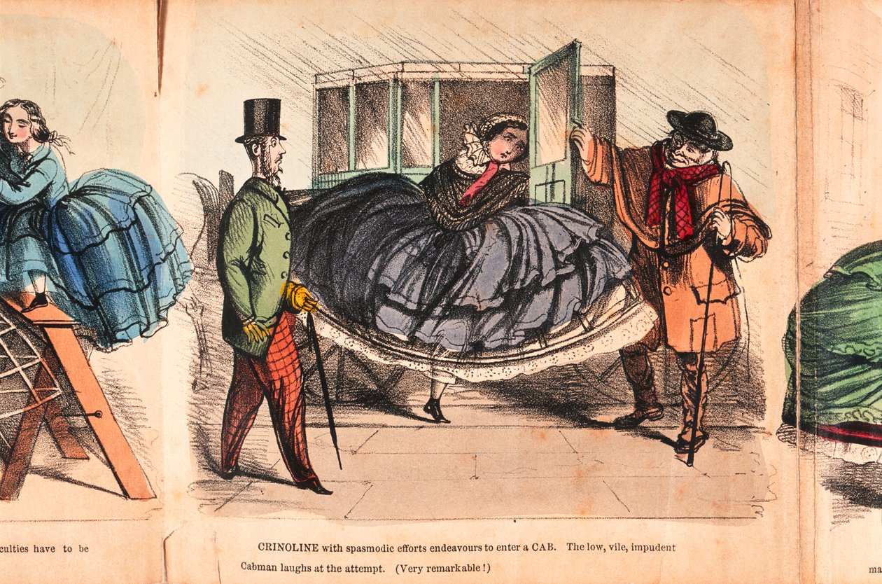 'Crinoline - dens vanskeligheter og farer', c1860 av Unbekannt
