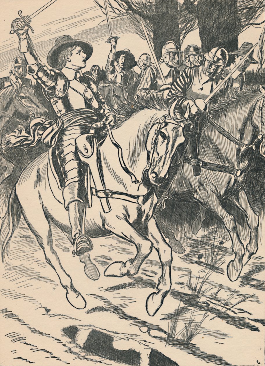 Cromwell leder sine jernsider til kamp, c1907 av Unbekannt