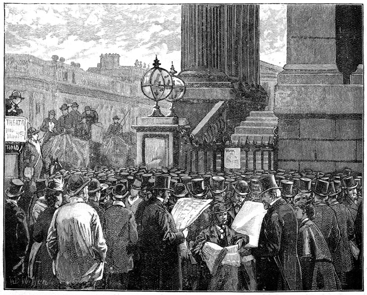 Publikum på Mansion House leser bulletinen om Prince of Wales sykdom, 1871 1900 av Unbekannt