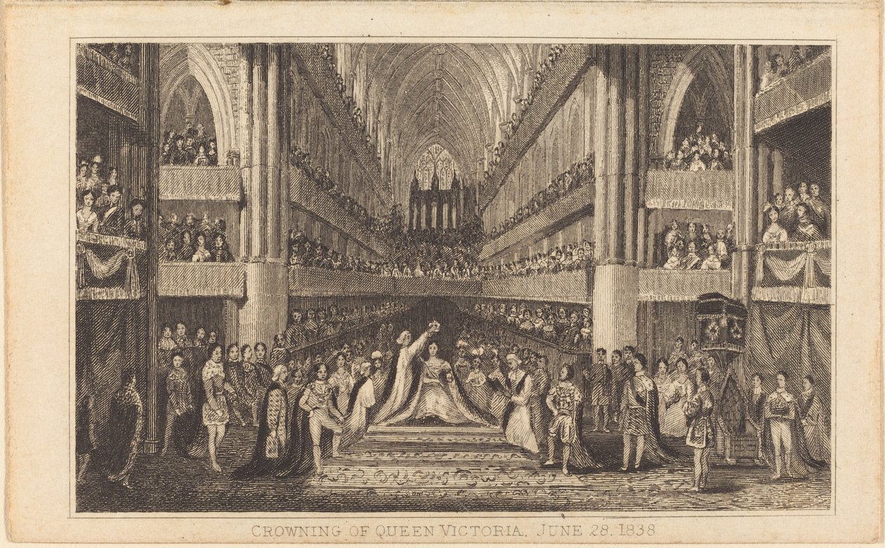 Kroning av dronning Victoria, 28. juni 1838 [høyre halvdel], 1800-tallet. av Unbekannt