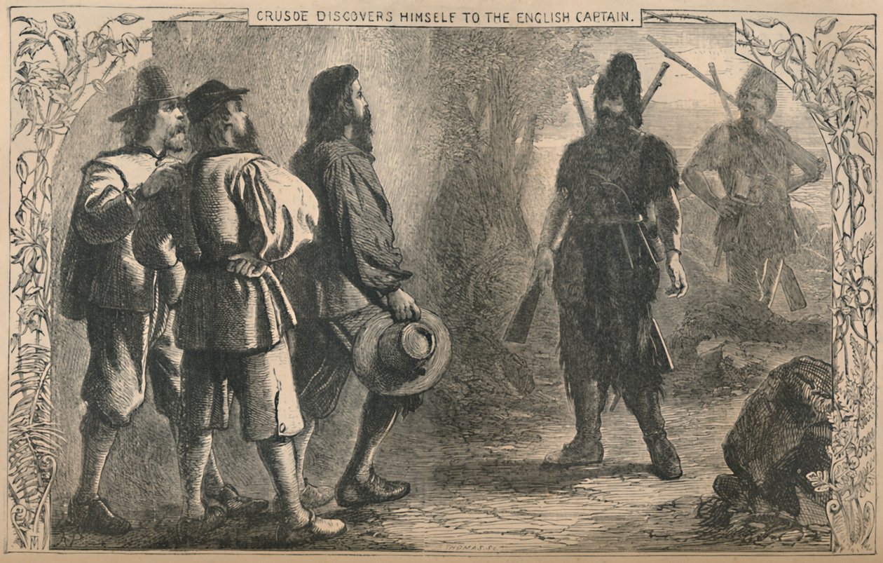 Crusoe oppdager seg selv til den engelske kapteinen, c1870 av Unbekannt