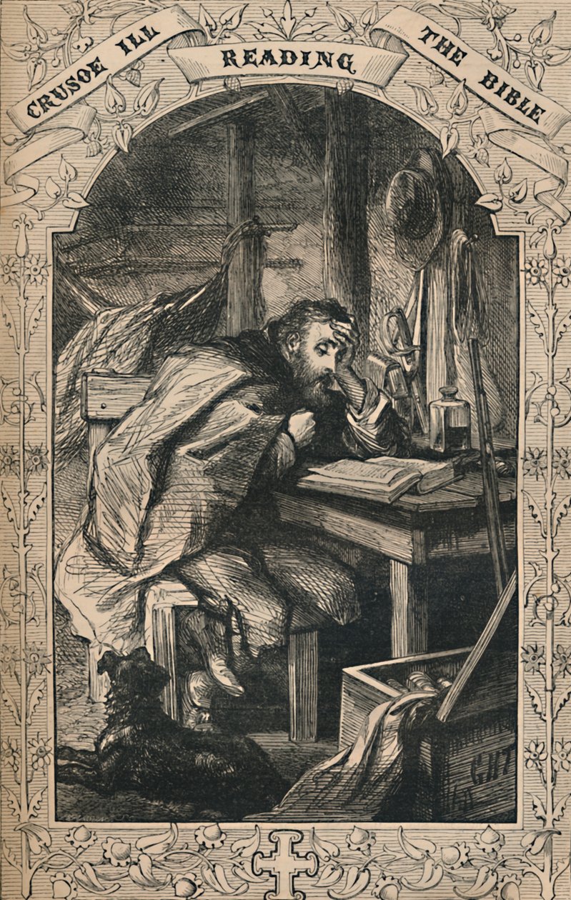 Crusoe Ill Reading The Bible, c1870 av Unbekannt