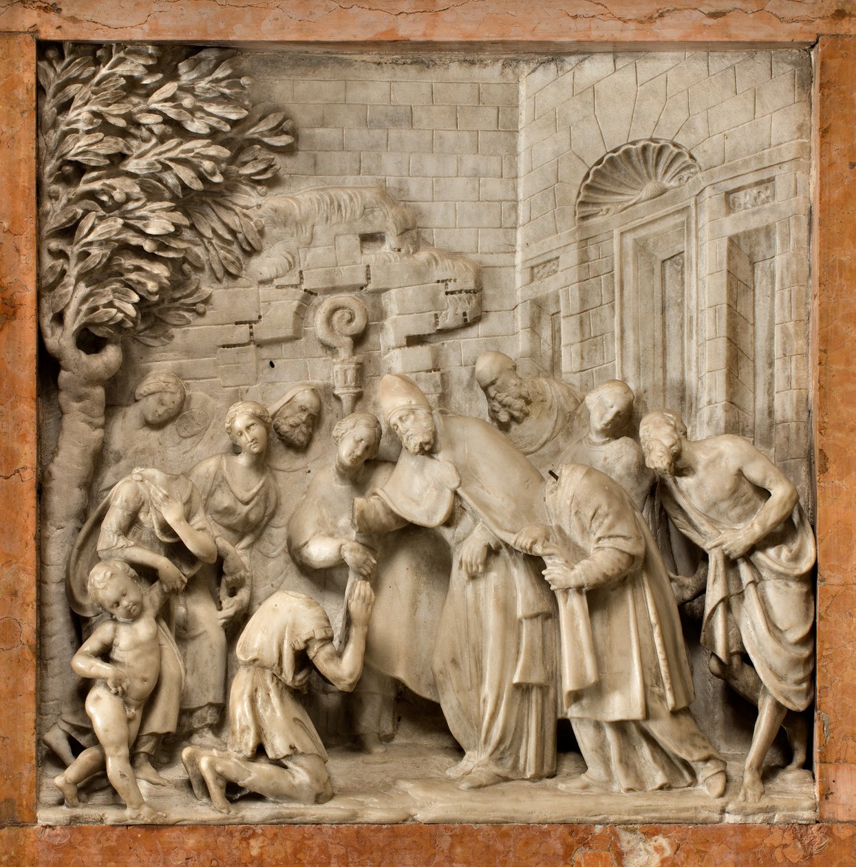 Crypt, Ark of Saints Marcellino og Peter Exorcist, Lorenzo Trotti, Konverteringen av fangevokteren Artemio, katedralen Santa Maria Assunta, katedralen, Cremona, Lombardia, Italia (bilde) av Unbekannt