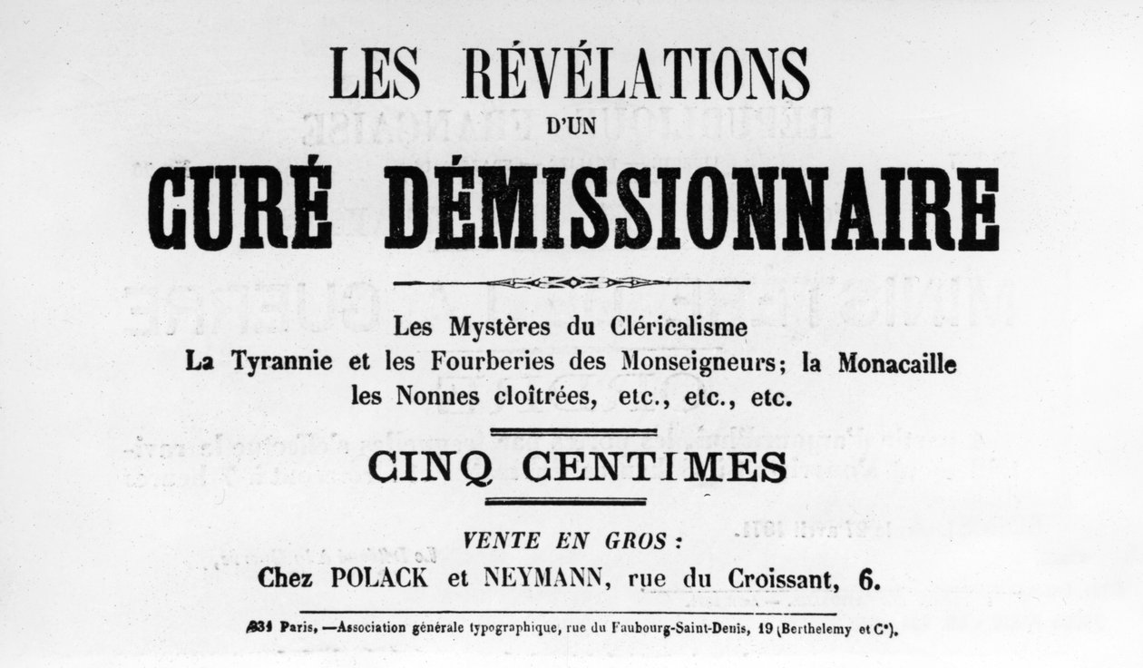Cure Demissionnaire, fra franske politiske plakater fra Paris Commune, mai 1871 av Unbekannt