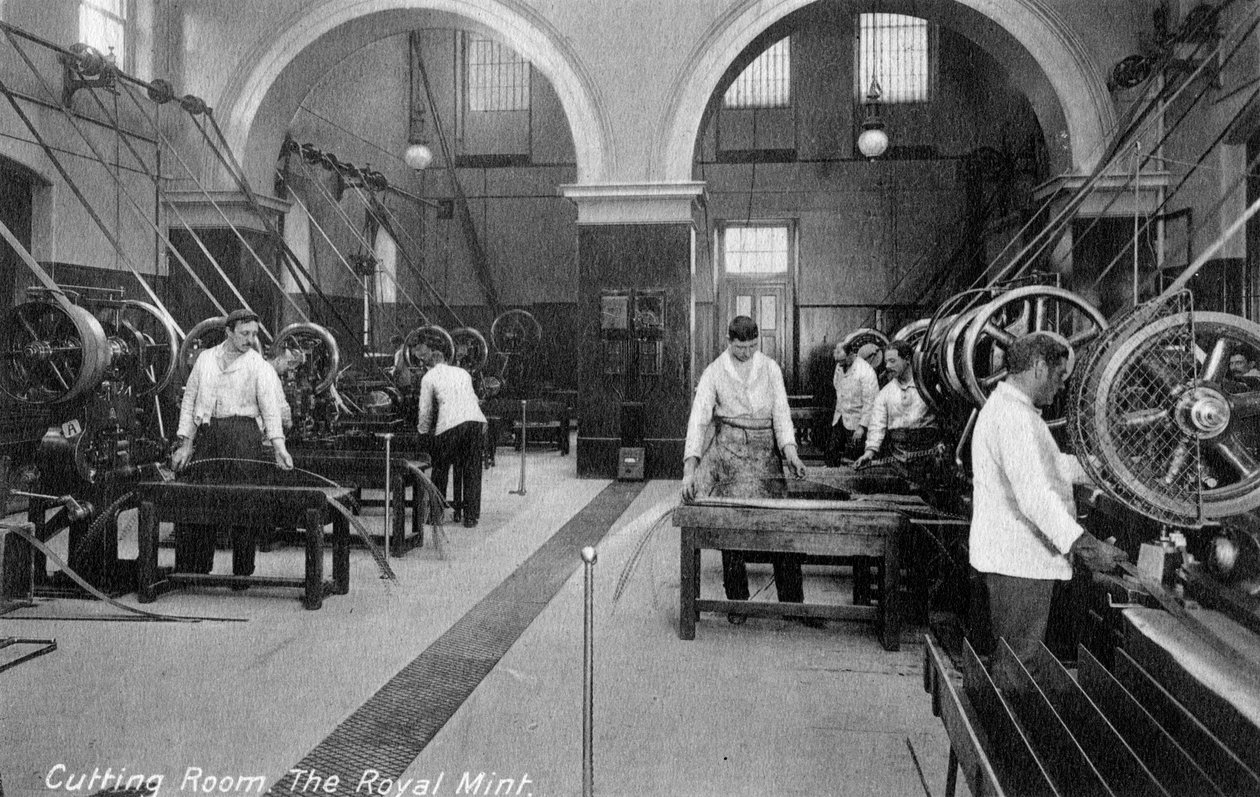 Cutting Room, Royal Mint, Tower Hill, London, tidlig på 1900-tallet av Unbekannt