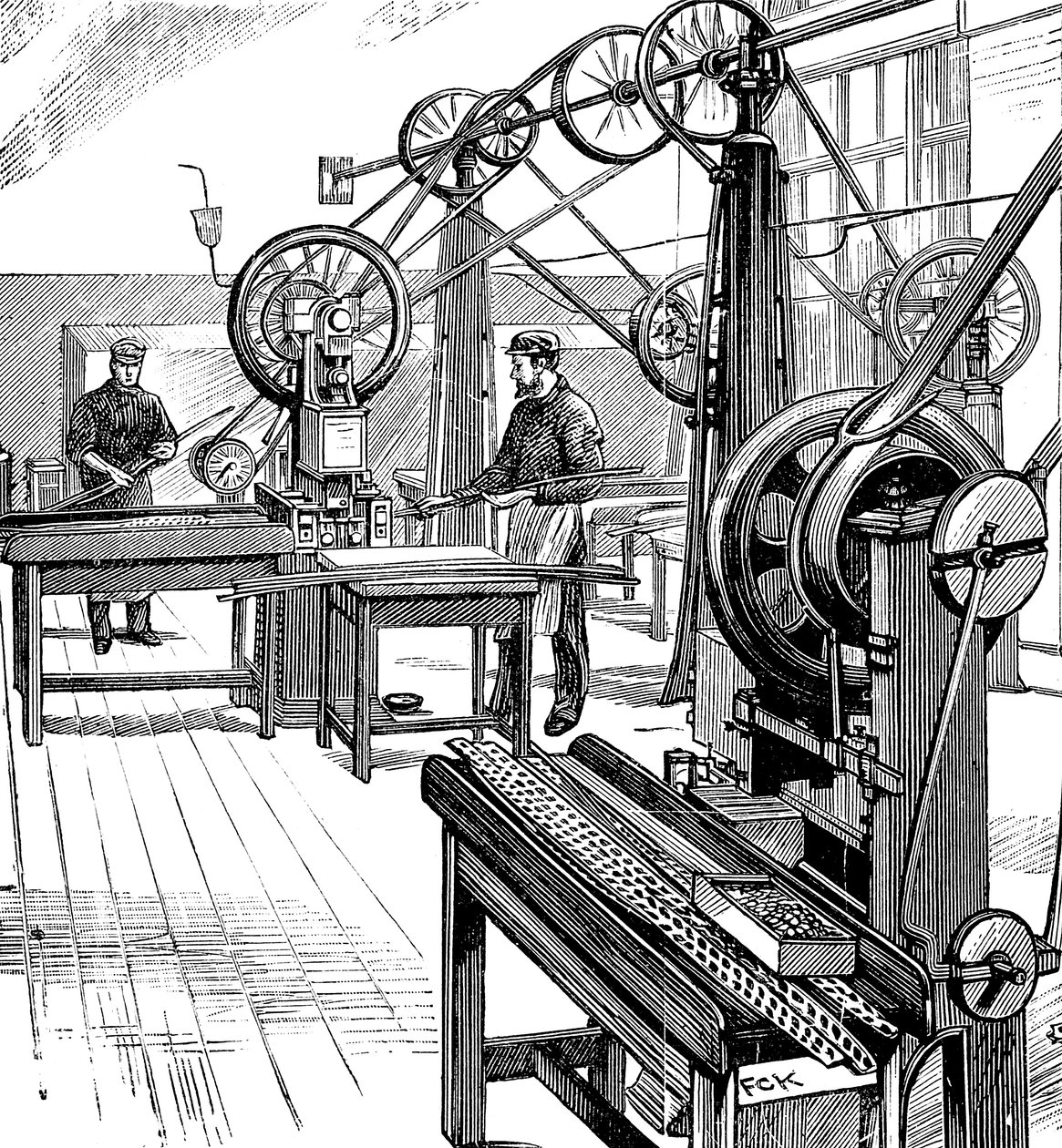 Kutting av myntemner fra metallstrimler, Royal Mint, London, 1897 av Unbekannt
