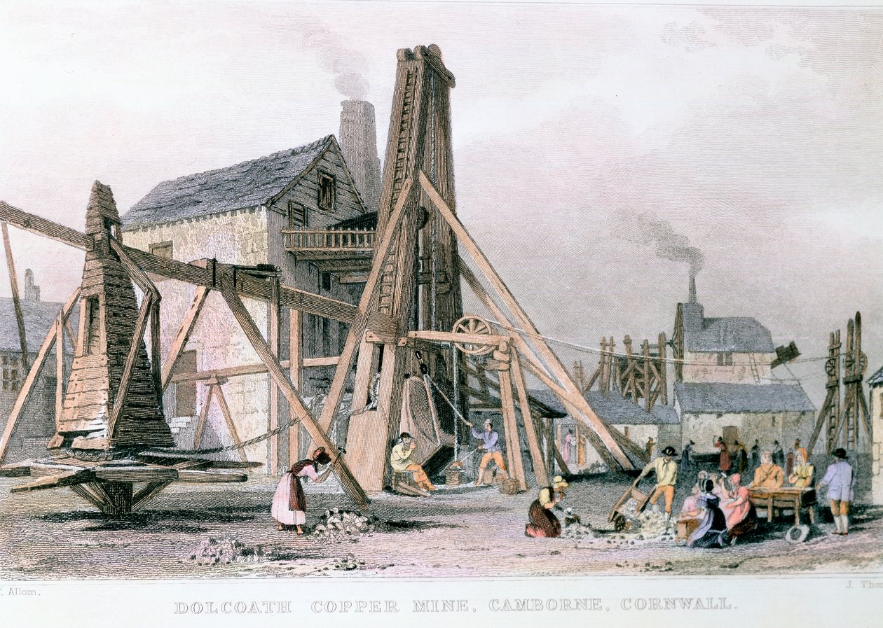 Dalcoath kobbergruve, Camborne, Cornwall, c1830 av Unbekannt