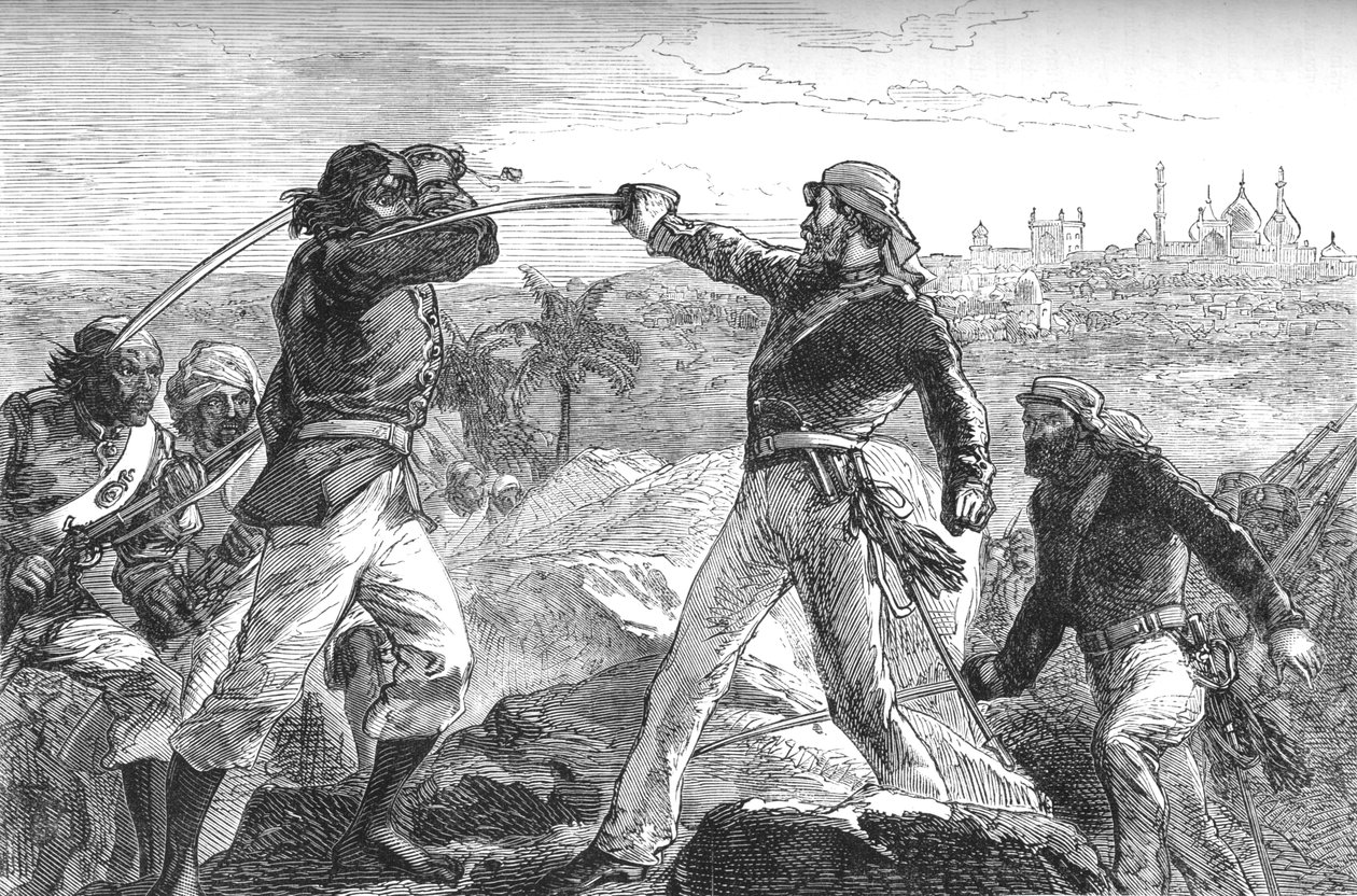 Daly and I Drew Our Swords, and Rushed Up The Rocks, c1880 av Unbekannt