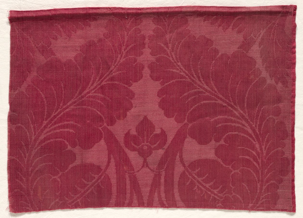 Damask med blad- og blomsterdesign, 1700-1800-tallet. av Unbekannt
