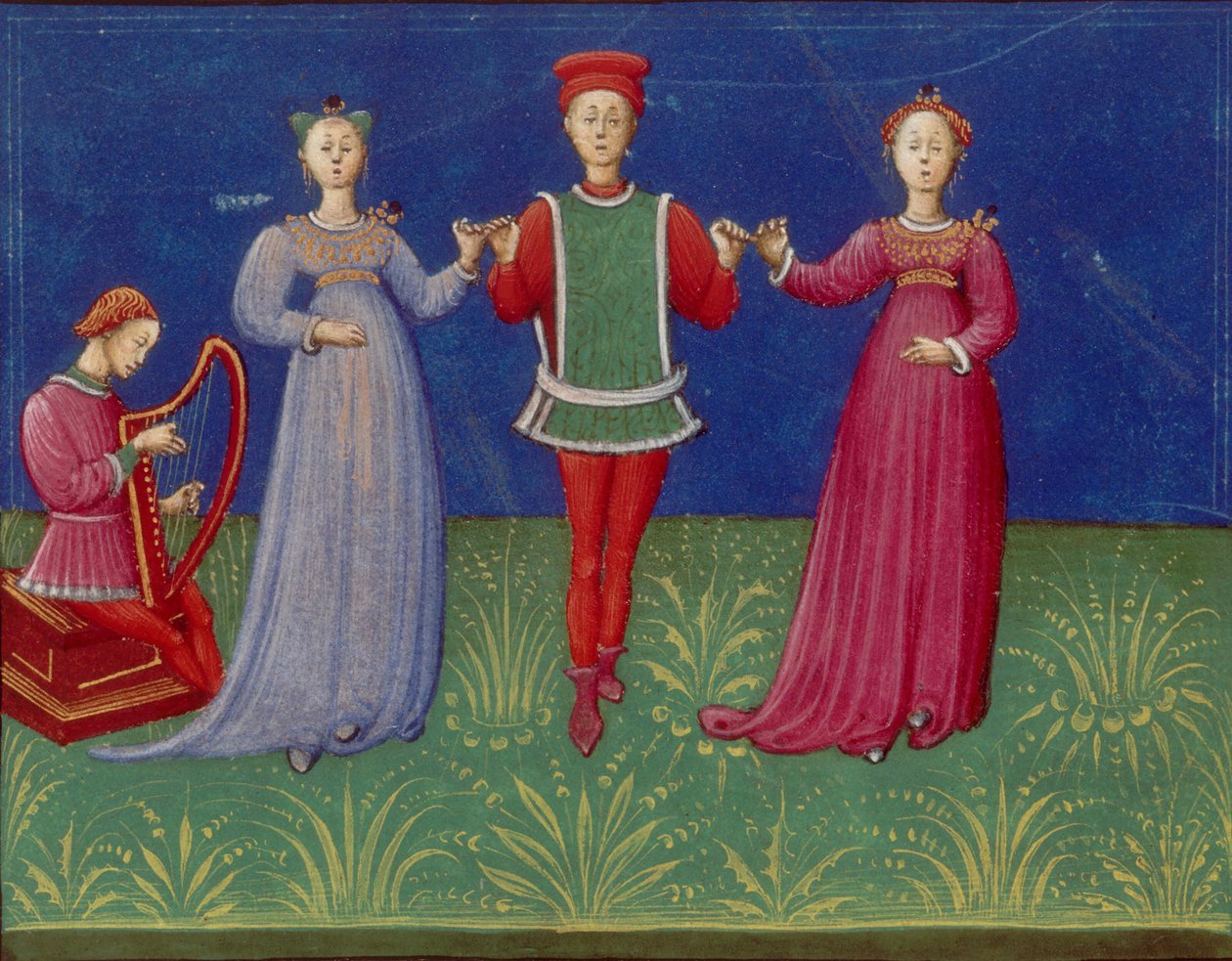 Dansekurs. Fra: De pratica seu arte tripudii On the Practice or Art of Dancing, 1463. av Unbekannt