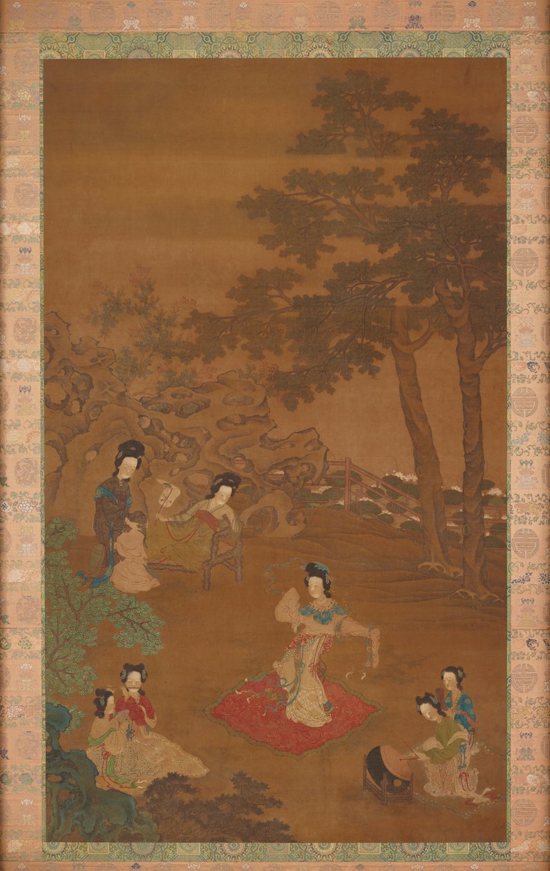Danser og musikere i en hage, Qing-dynastiet, 1700-tallet. av Unbekannt