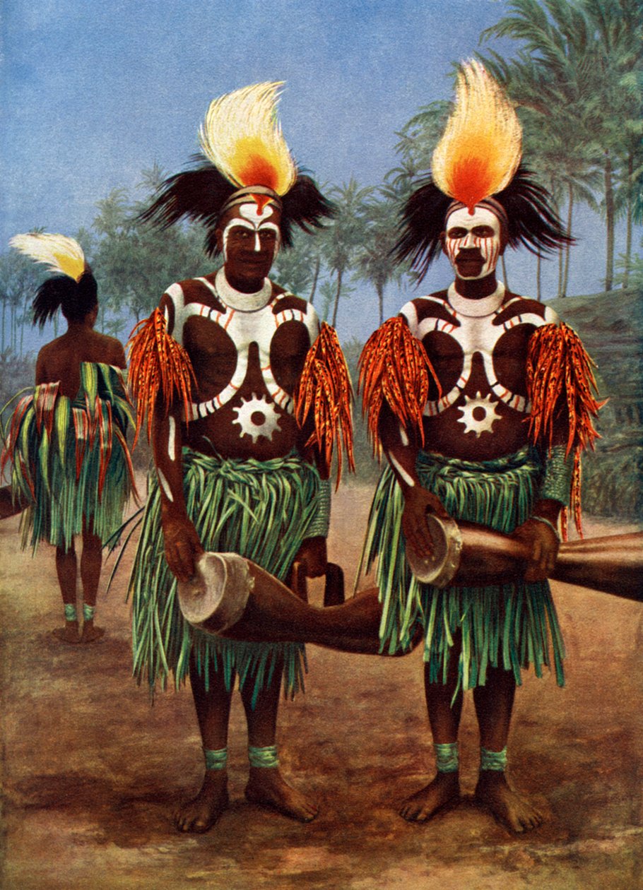 Dansere fra Fly River-regionen, Papua Ny-Guinea, 1920 av Unbekannt