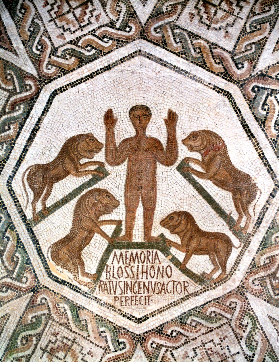 Daniel i løvehulen, romersk mosaikk fra Bordj El Loudi, Tunisia, 500-tallet e.Kr. av Unbekannt