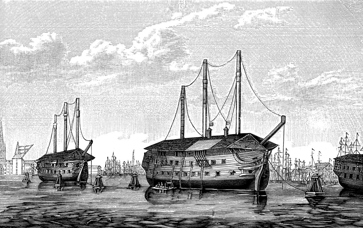 Danske fengselsskipene Dronning Maria og Waldemar, København, 1848-1849. av Unbekannt