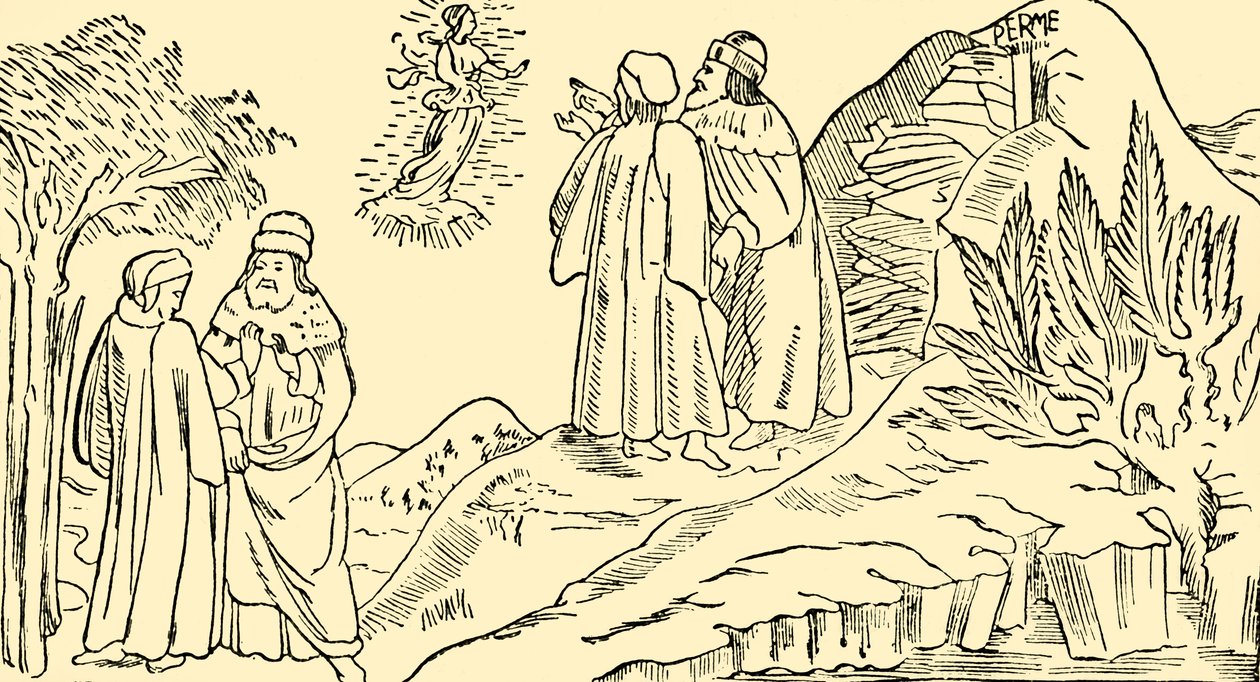 Dante in Purgatory Sees The Vision of Beatrice, c1930. av Unbekannt