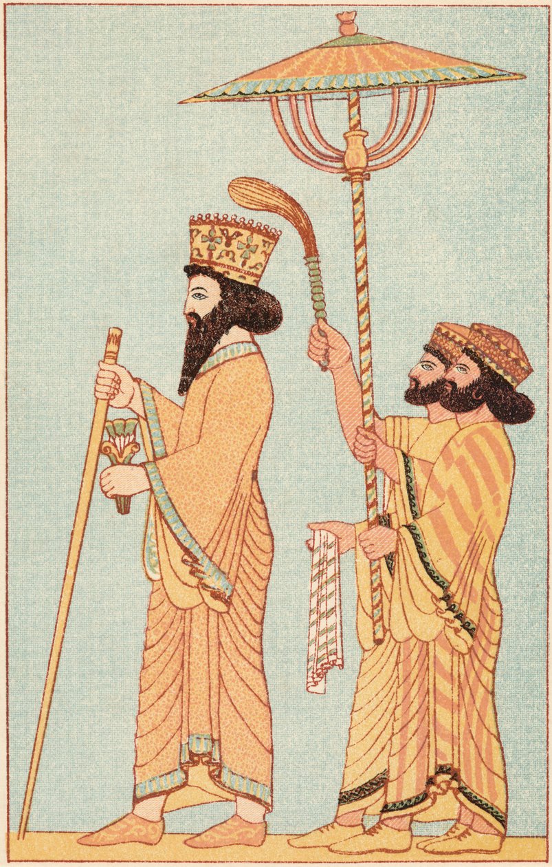 Darius I 548-486 f.Kr. Achaemenid-kongen av Persia fra 521, med ledsagere, 1881 av Unbekannt