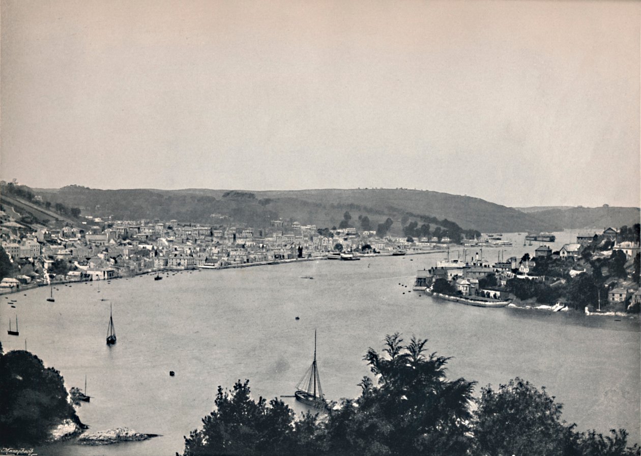 Dartmouth - generell visning, viser Britannia Floating Naval College, 1895 av Unbekannt