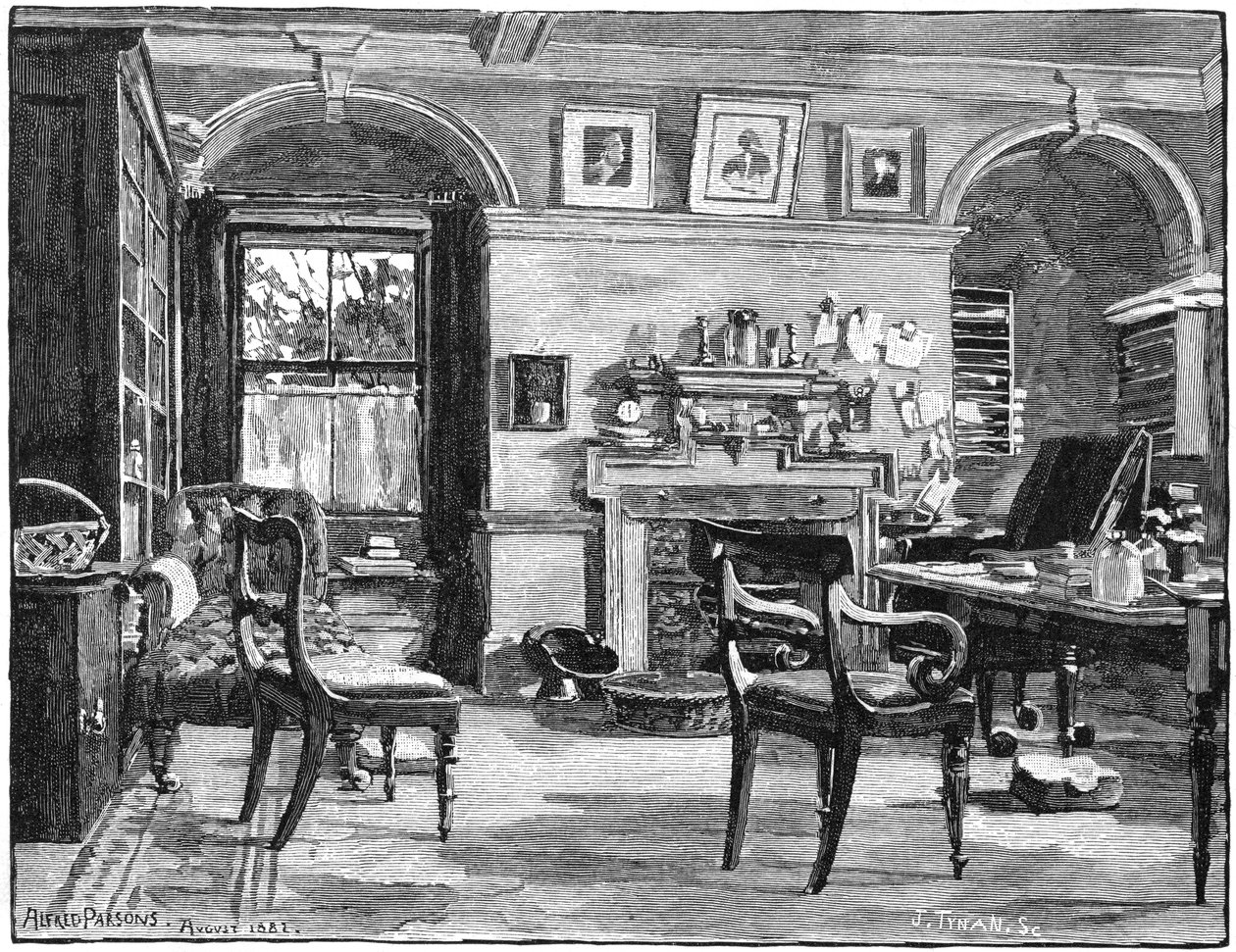 Darwins studerer ved Down House, hans hjem nær Beckenham, Kent, 1883 av Unbekannt