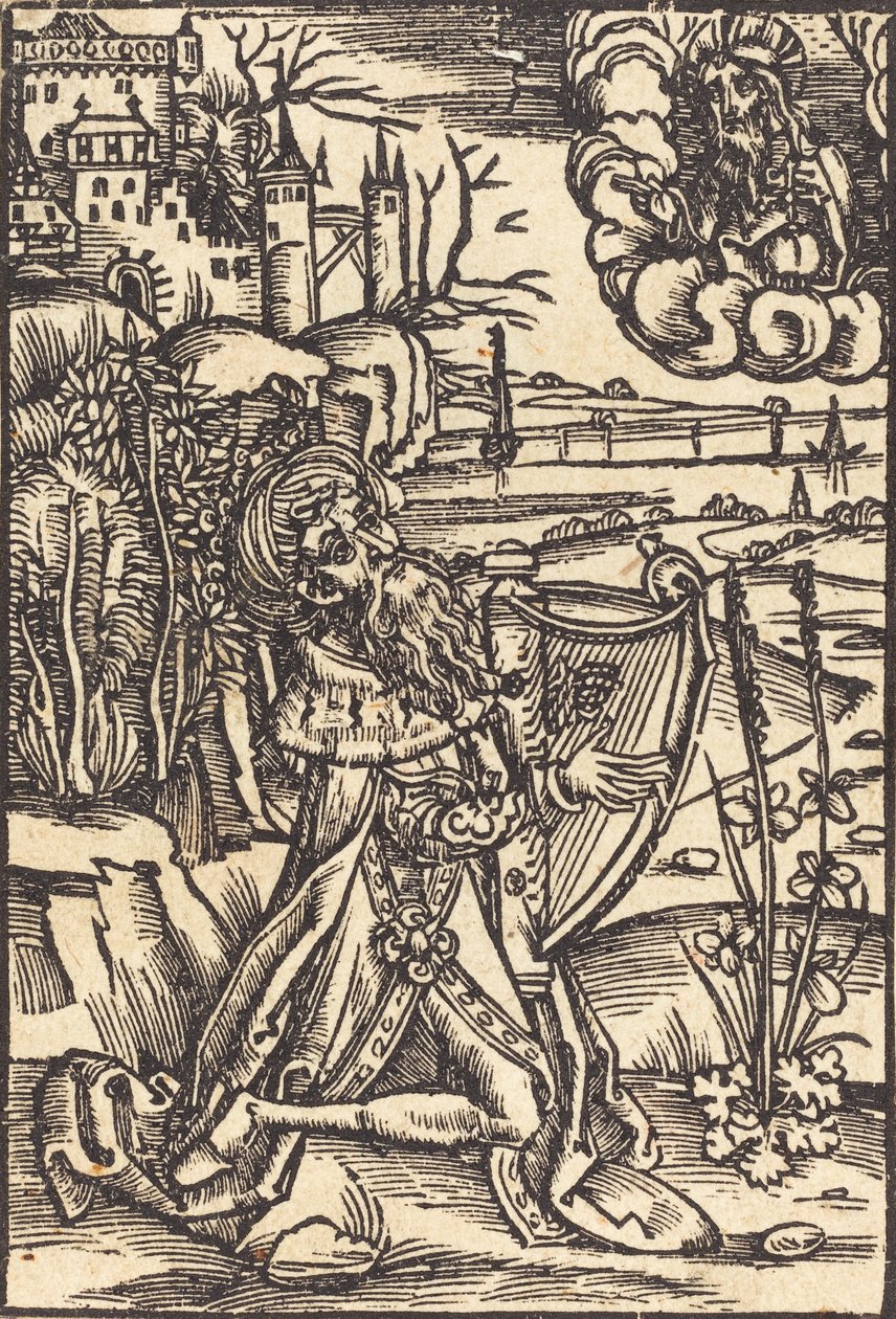 David spiller på harpen, ca. 1500. av Unbekannt