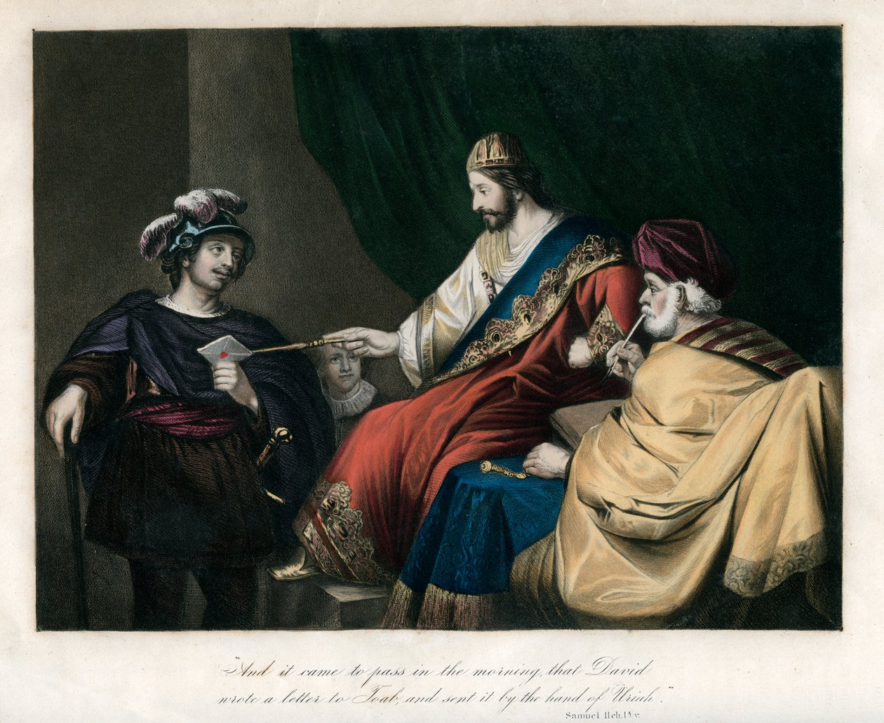 ...David skrev et brev til Joab og sendte det ved Urias hånd, ca 1850 av Unbekannt