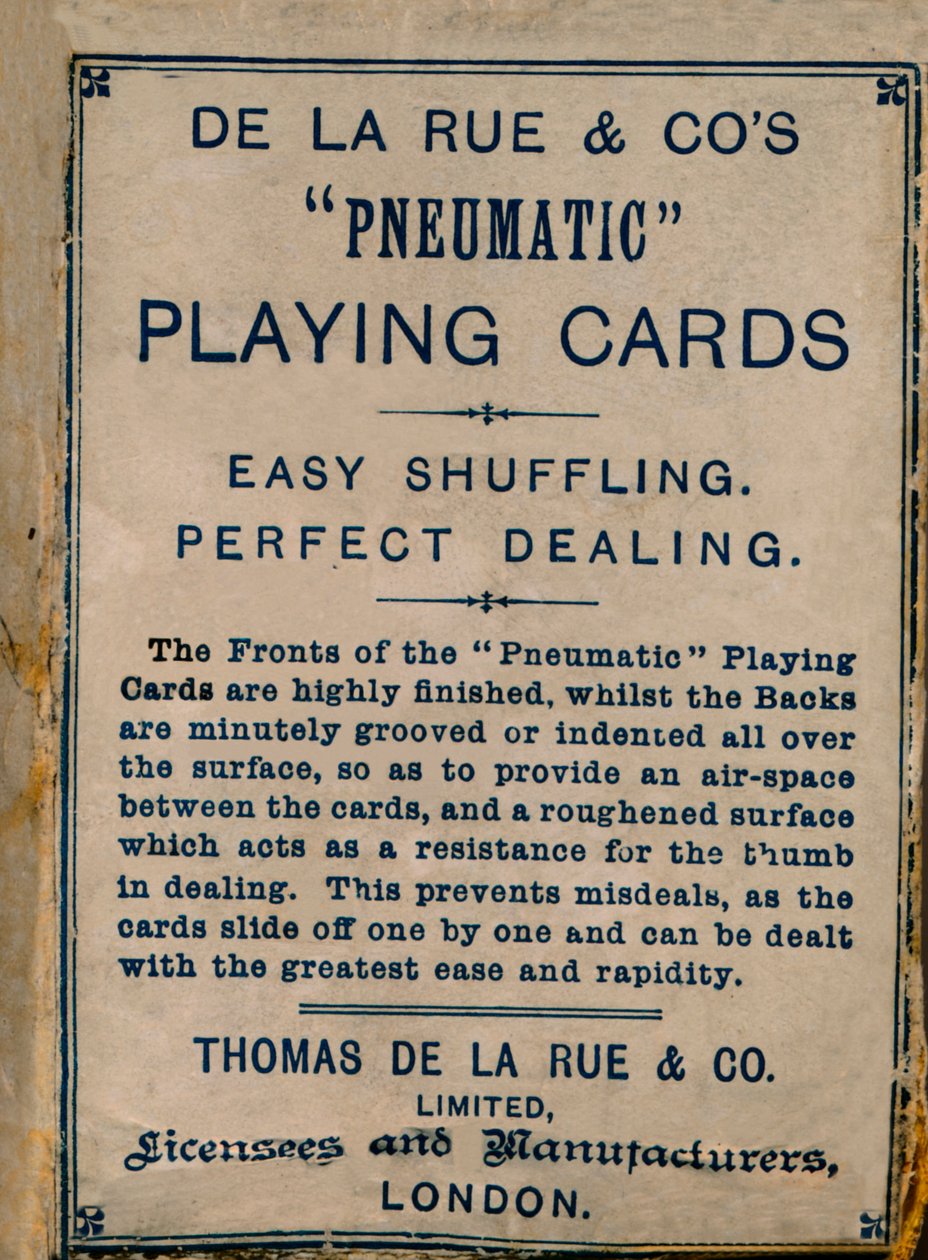 De La Rue & Cos pneumatiske spillkort, omslag, 1925. av Unbekannt