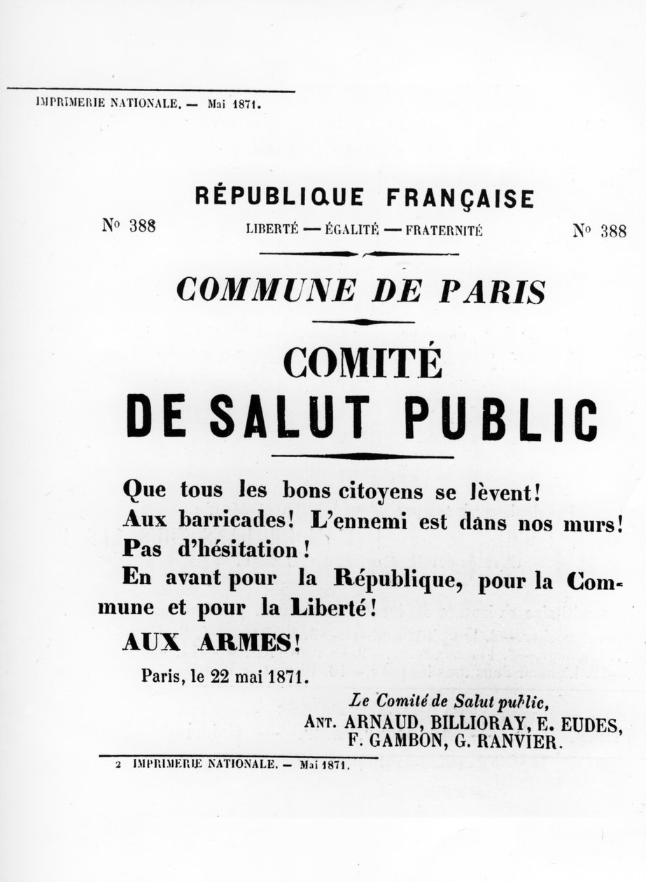 De Salut Public, fra franske politiske plakater fra Paris-kommunen, mai 1871 av Unbekannt