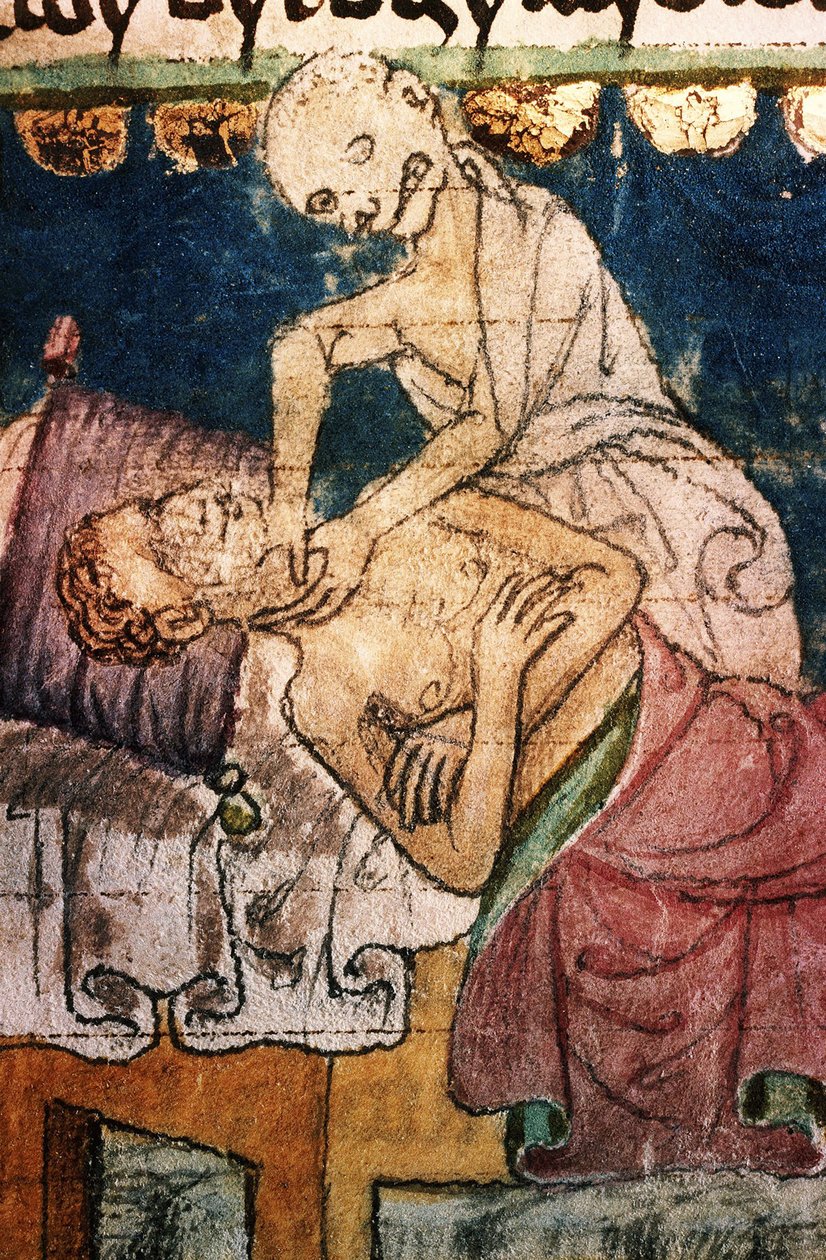 Døden kveler et offer for pesten. Fra Stiny Codex, 1300-tallet av Unbekannt