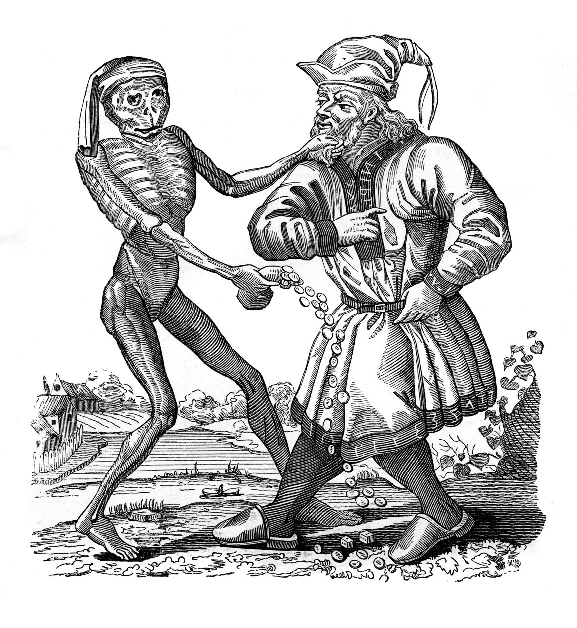 Death and the Jew, en episode fra Dance of Death, 1441, 1870 av Unbekannt