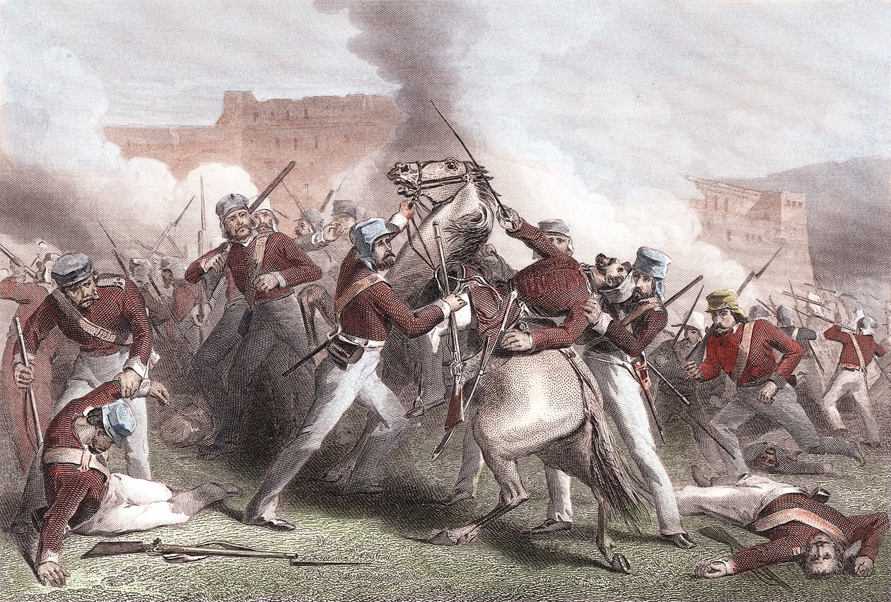 Brigadier Adrian Hopes død, indisk mytteri, 15. april 1858 av Unbekannt