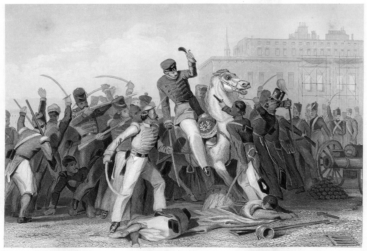 Død av oberst Finnis i Meerut, 1857, c1860 av Unbekannt