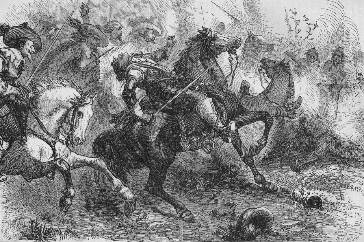Falklands død, i Newbury, 20. september 1643, c1880 av Unbekannt