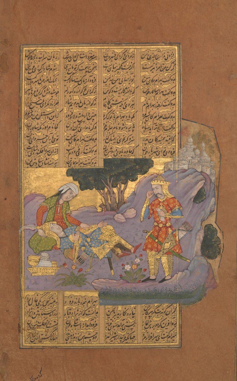 Faruds død, folio fra en Shahnama Book of Kings of Firdausi, ca. 1610. av Unbekannt