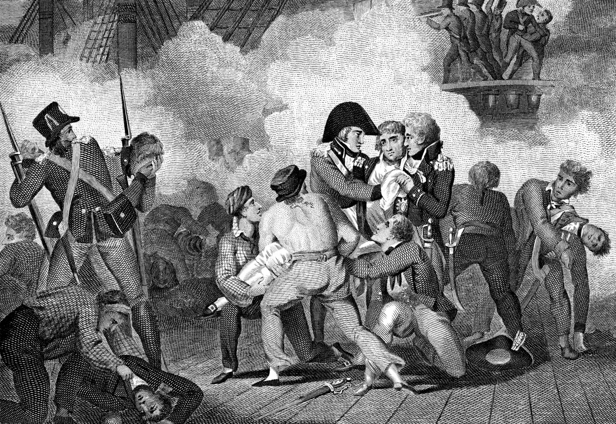 Nelsons død om bord på HMS Victory i slaget ved Trafalgar, 1805 1827 av Unbekannt